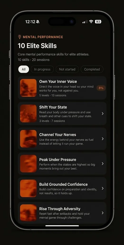Mental Performance skills screen